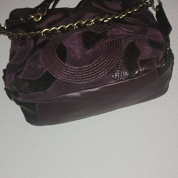Coach Inlaid C Brooke Purple Leather Suede Medium Hobo Tote Bag Purse -Rare - Picture 4 of 9
